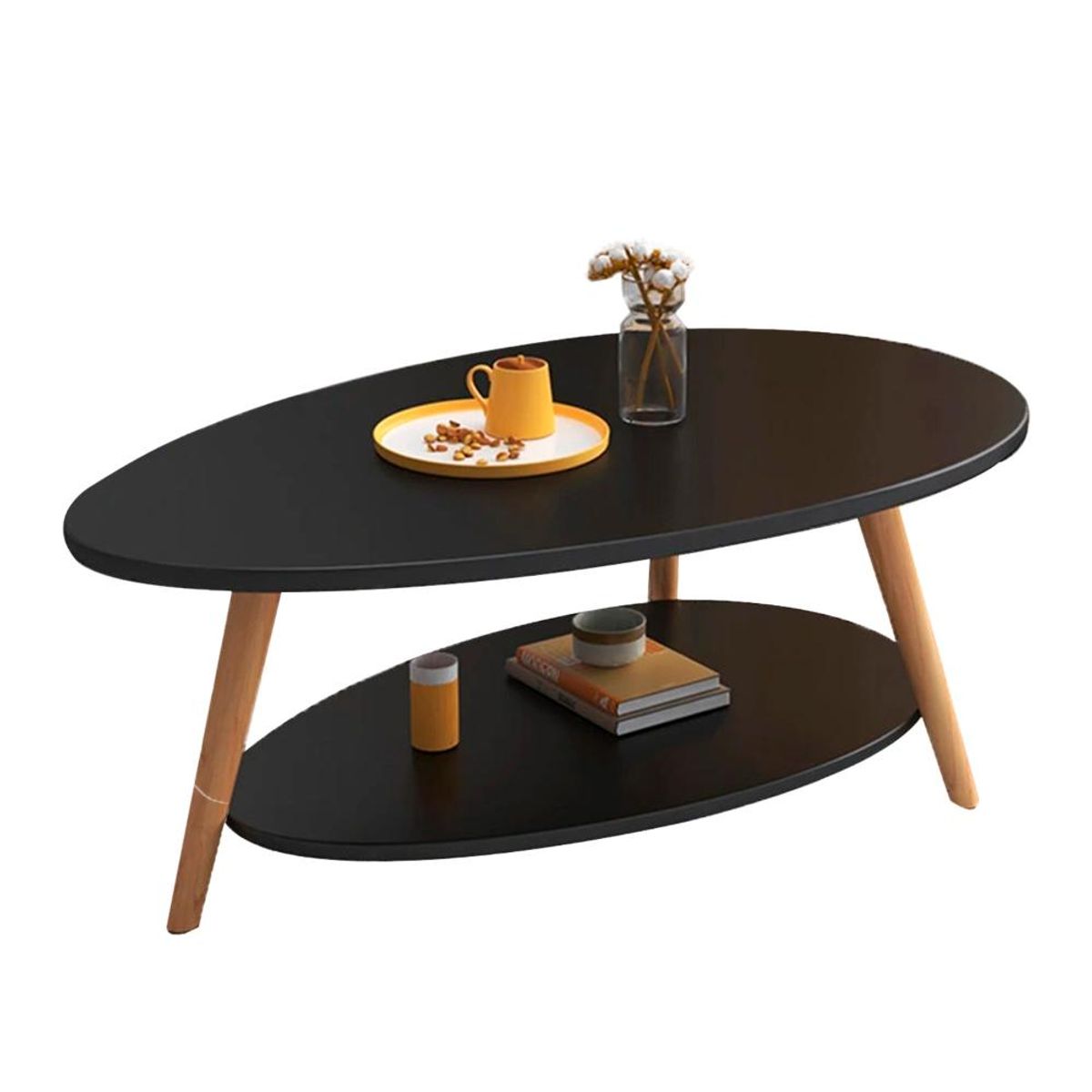 DETODOYMAS - Mesa de Centro Ovoide dos Niveles 90x50x42cm DETODOYMAS