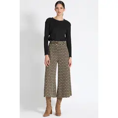 LIOLA - Pantalón Ancho Fantasia Café
