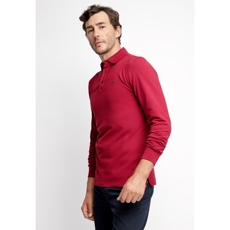 FEROUCH - Polera Polo Básica Manga Larga Rojo Ferouch