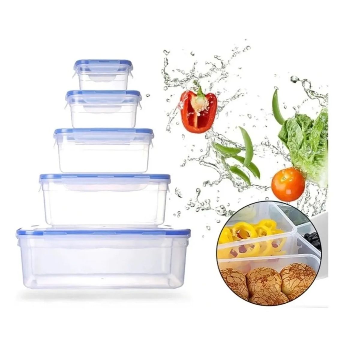 GENERICO - 5 Taper Cierre Hermético Tupper Contenedor Comida