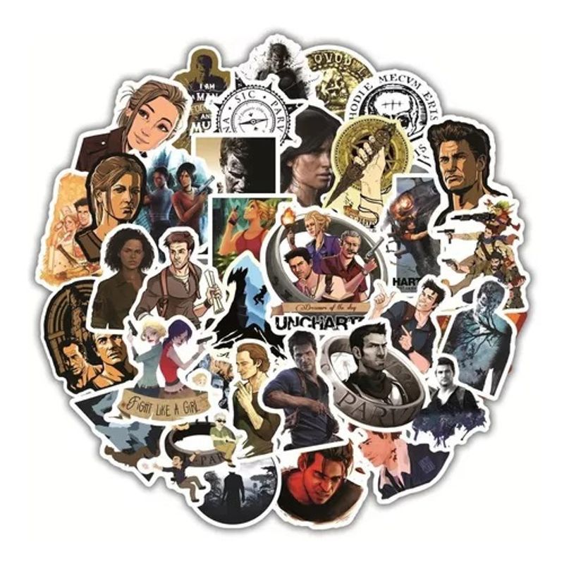 GARSIL - 50 Stickers De Uncharted - Etiquetas Autoadhesivas