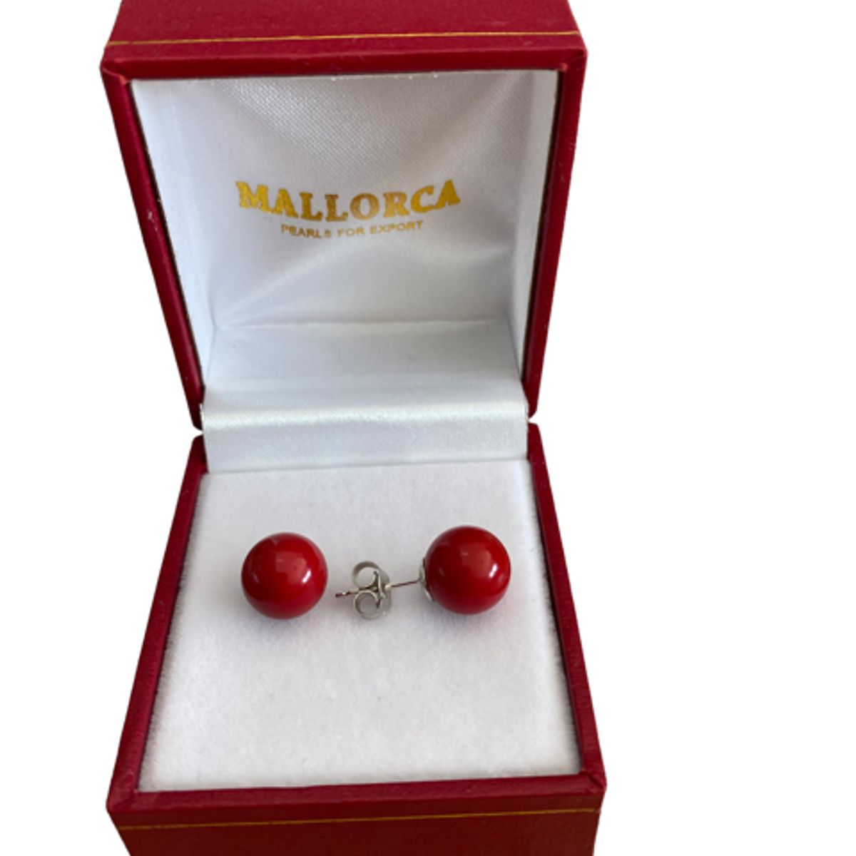 MALLORCA - COLLAR 45CMS Y AROS PERLAS ROJAS DE MALLORCA