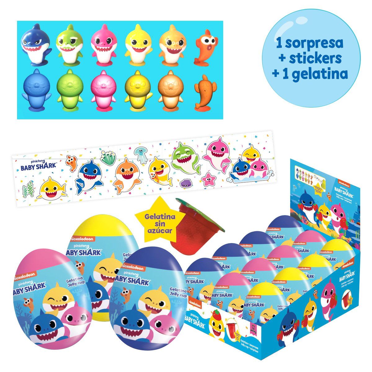 BRICKELL ACCESORIES - Huevo Sorpresa Brickell Baby Shark Con Mini Jalea 3D x12ud