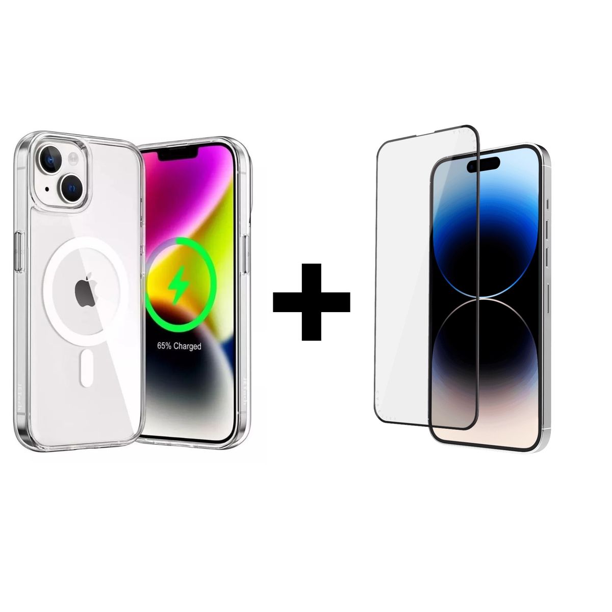 OEM - Carcasa Silicona Slim con Magsafe  para iPhone 14 y Vidrio