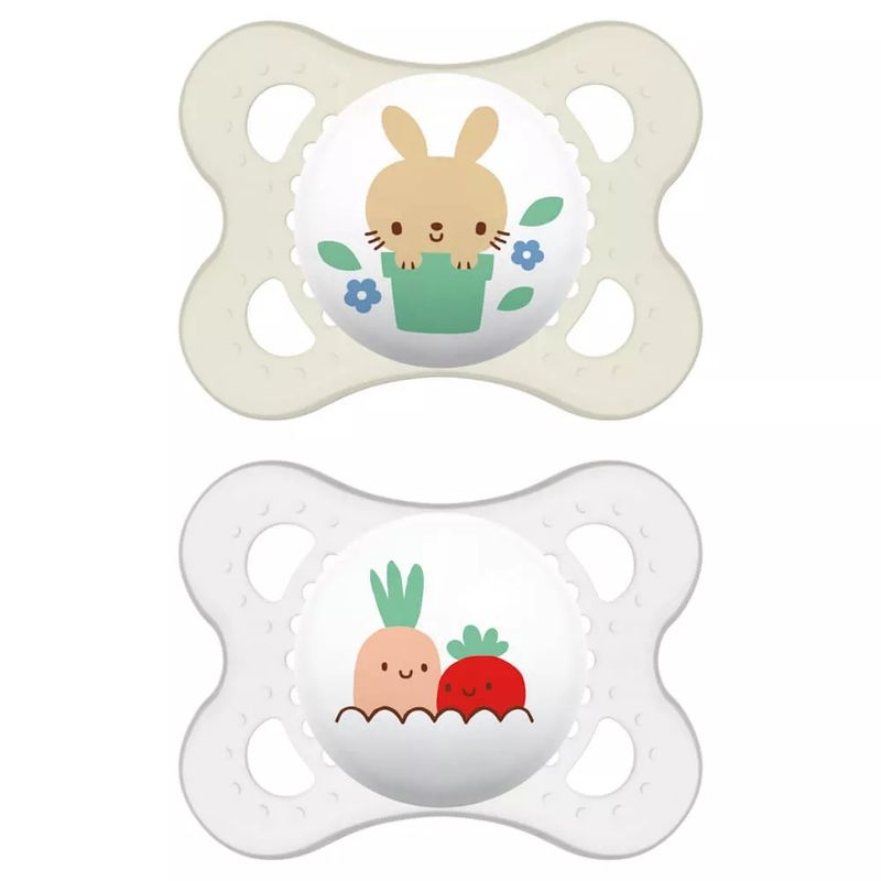 MAM - 2 Chupetes Silicona MAM Original Organic Garden 2-6m, Ivory-