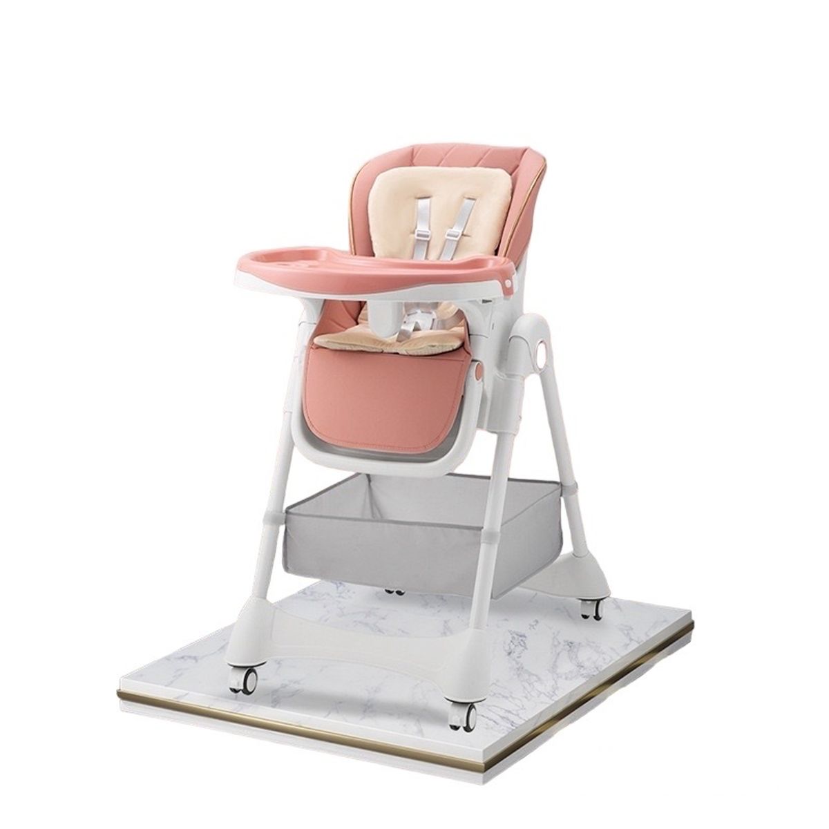 LUBABYCAS - Silla De Comer Multiposiciones Con Ruedas Rosada LuBabycas