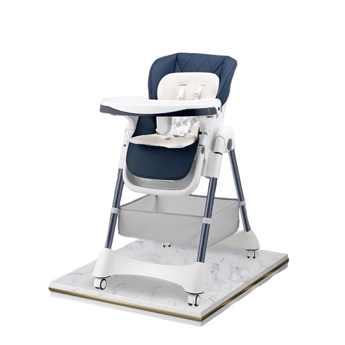 LUBABYCAS - Silla De Comer Multiposiciones Con Ruedas Azul LuBabycas