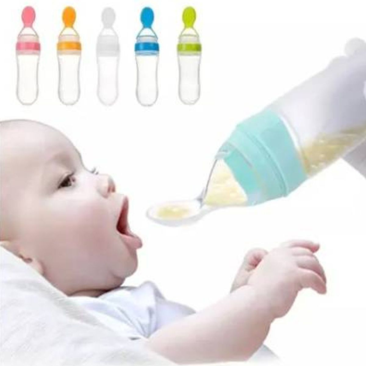 GENERICO - Mamadera Cuchara Dosificadora Bebes Silicona Verde