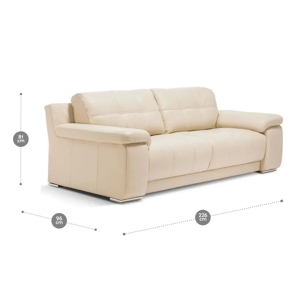 ROSEN - Sofá Rosen 5037 3 Cuerpos Cuero Beige