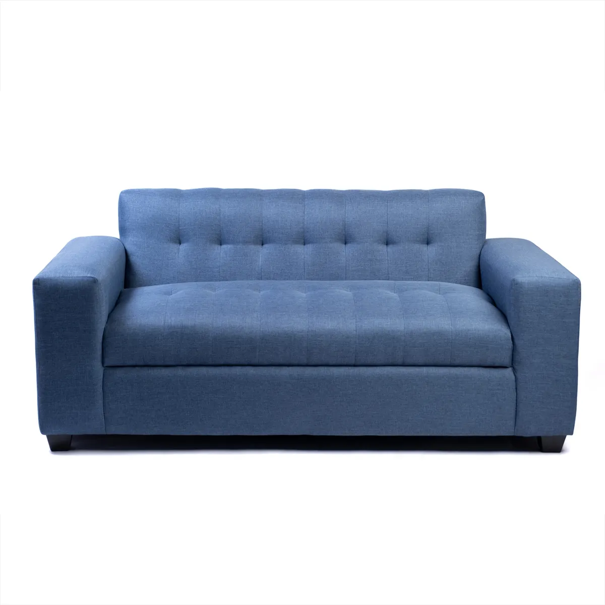 MUEBLES NEW - SOFA DOS CUERPOS AZUL INDIGO LINO.