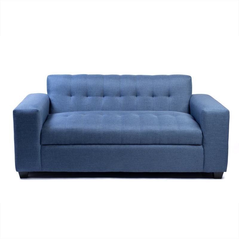 MUEBLES NEW - SOFA DOS CUERPOS AZUL INDIGO LINO