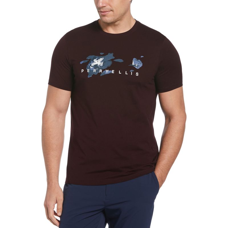 PERRY ELLIS - Polera Casual Estampada  Burdeo
