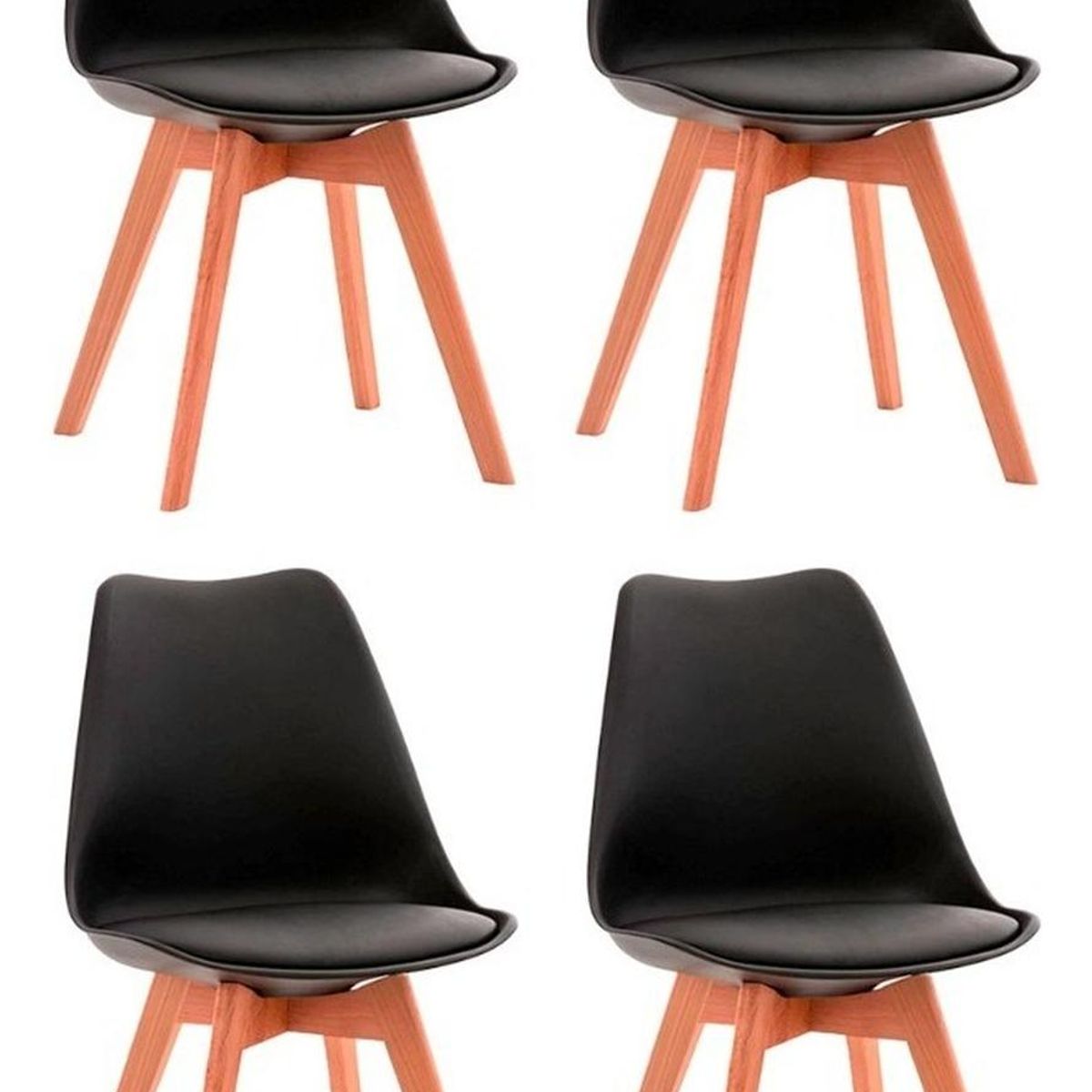 GLOBAL LATIN GROUP - Pack 4 sillas de comedor Eames Modernas y Ergonimicas - Negro