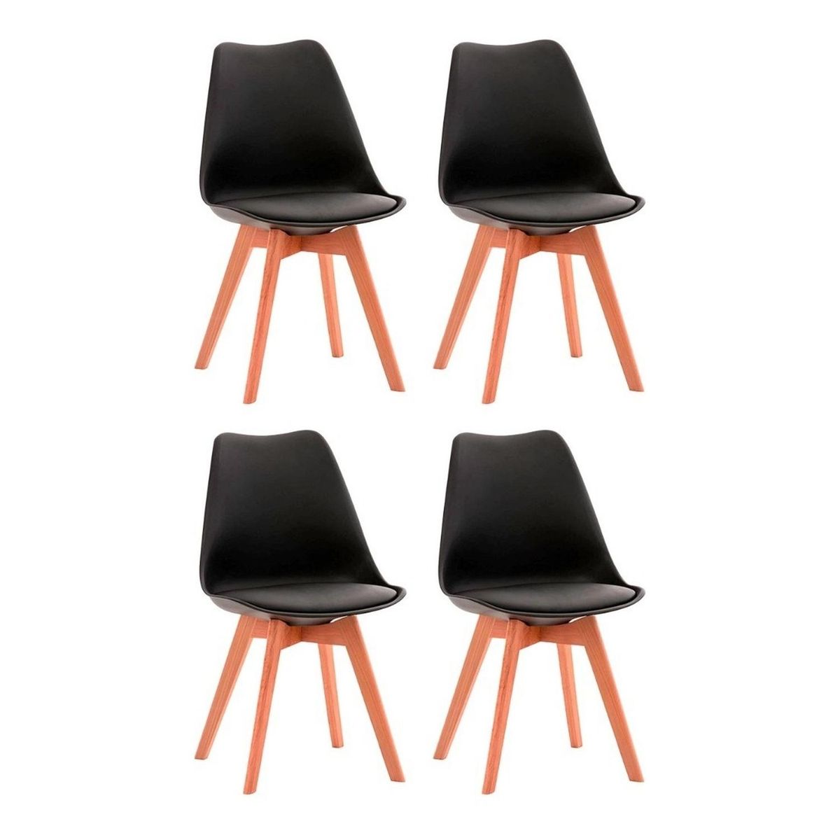GLOBAL LATIN GROUP - Pack 4 sillas de comedor Eames Modernas y Ergonimicas - Negro