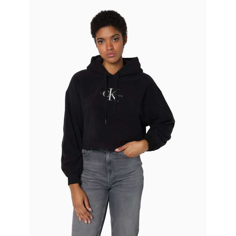 CALVIN KLEIN - Polerón Hoodie Polar Fleece Negro Calvin Klein