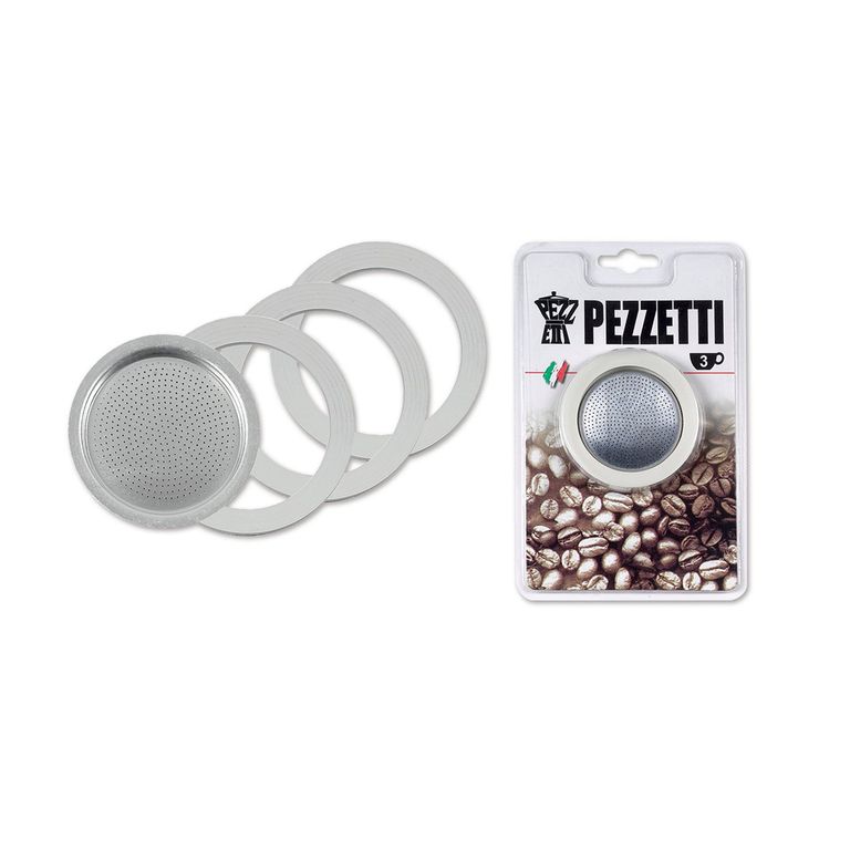 Filtro Acero Inox-3 Juntas Silicona-Cafetera 3 tazas Steel Express