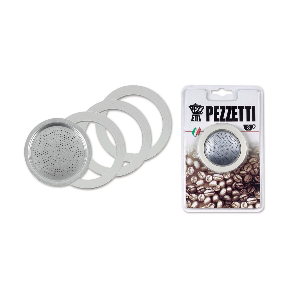PEZZETTI - Filtro Acero Inox-3 Juntas Silicona-Cafetera 3 tazas  Steel Express