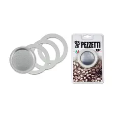 PEZZETTI - Filtro Acero Inox-3 Juntas Silicona-Cafetera 3 tazas Steel Express
