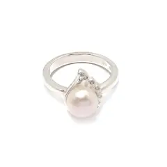 ANDREA COGGIOLA JOYAS - Anillo Perla De Río Ala Circón Plata Fina 925
