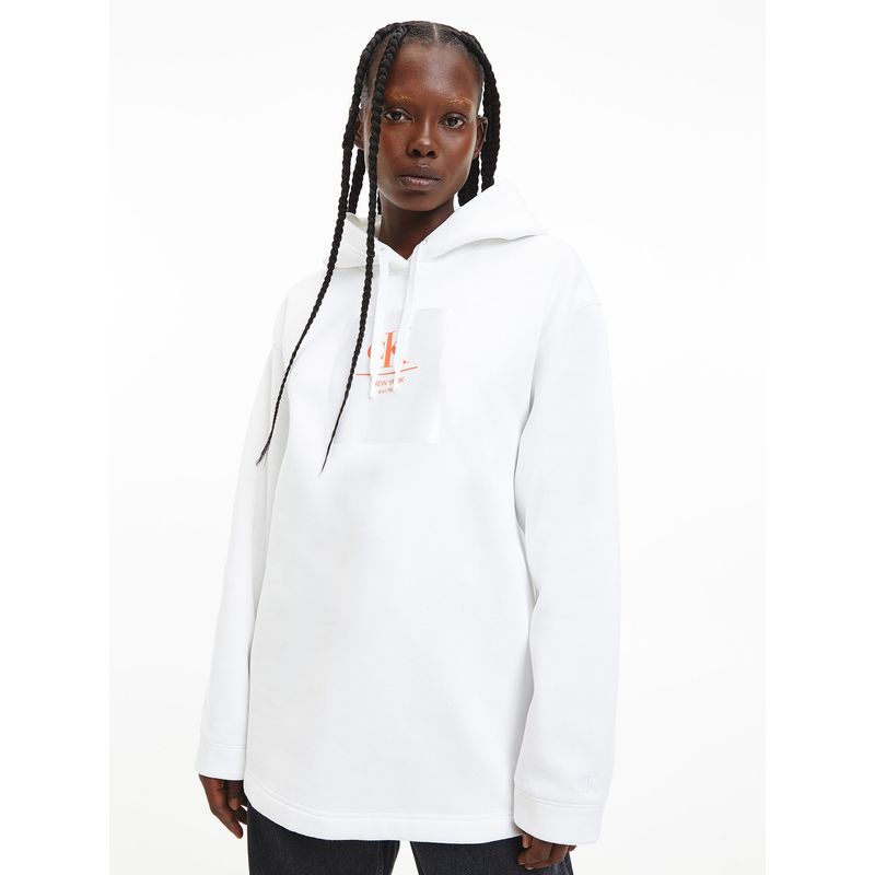 CALVIN KLEIN - Polerón Oversized Logo Hoodie Blanco Calvin Klein