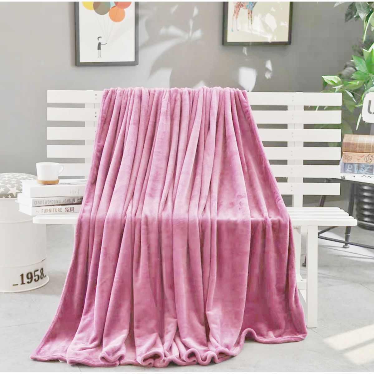 BJ HOGAR - Frazada Velvet Plush 2 Plazas 230cmx240cm Rosada