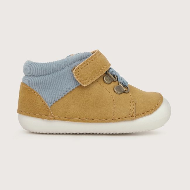 OPALINE - Botin de niño gateador velcro elastico café (17 a 19)