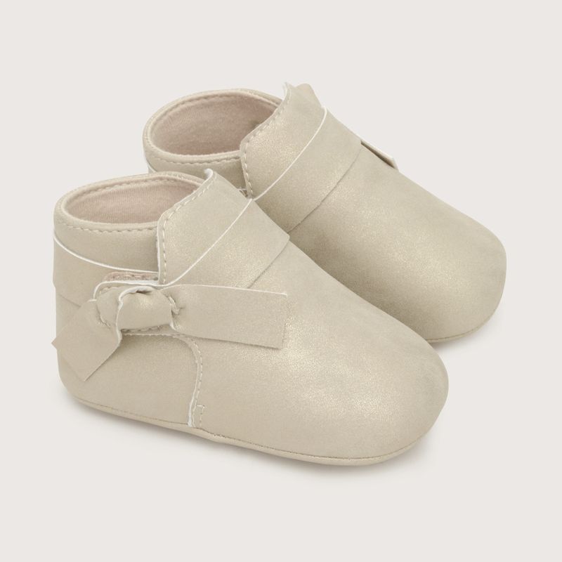 OPALINE - Botin de niña bebe nudo velcro dorado (14 a 18)