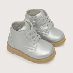 OPALINE - Botin de niña silver cordón y cierre plateado 20 a 29
