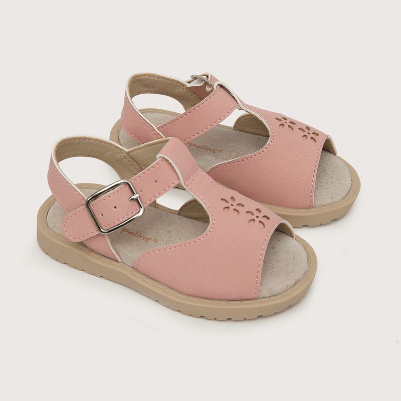 OPALINE - Sandalia de niña flores rosada (20 a 29)