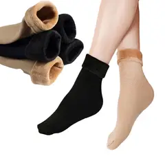EVERSO - Pack 6pares Calcetines Térmicos Polar Mujer Calidos Solo Negro