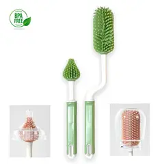 GENERICO - Cepillo escobilla limpia mamadera - silicona - verde