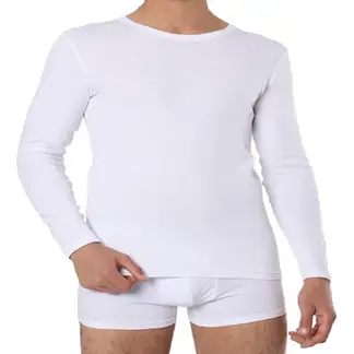 EVERSO - Camiseta Manga Larga Hombre Algodón Solo Blanco
