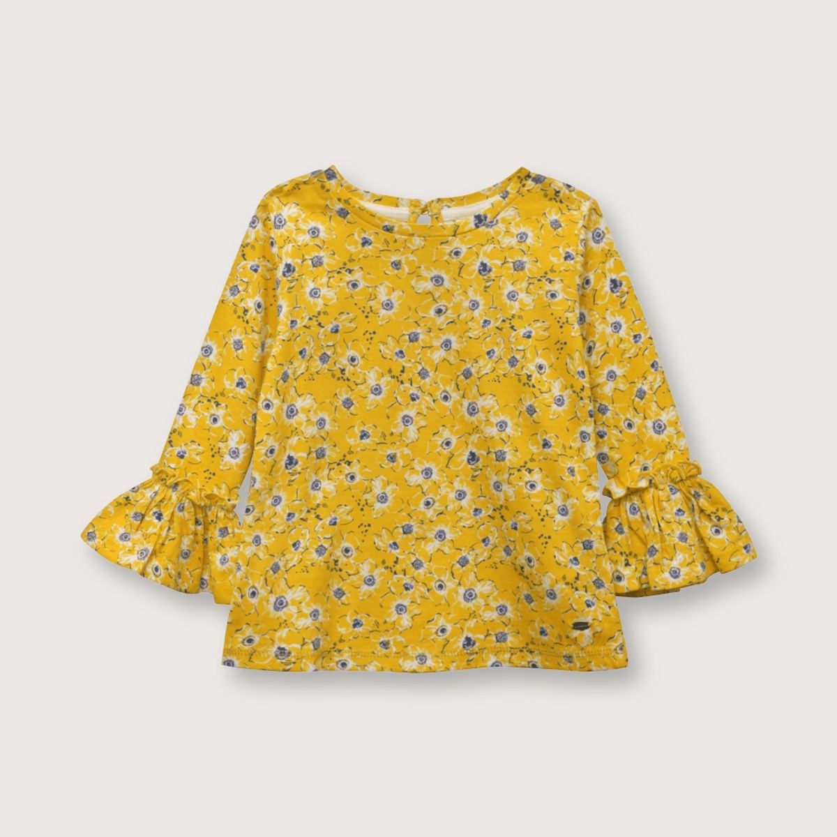 OPALINE - Polera de niña manga larga con vuelo amarillo (06M a 4A)
