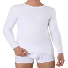 EVERSO - Pack3 Camiseta Manga Larga Hombre Algodón Solo Blanco