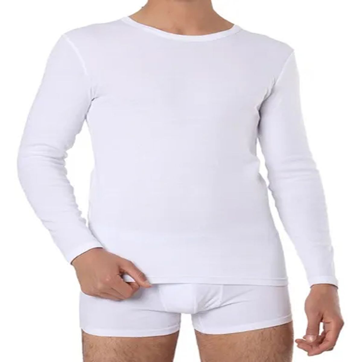 EVERSO - Pack3 Camiseta Manga Larga Hombre Algodón Solo Blanco