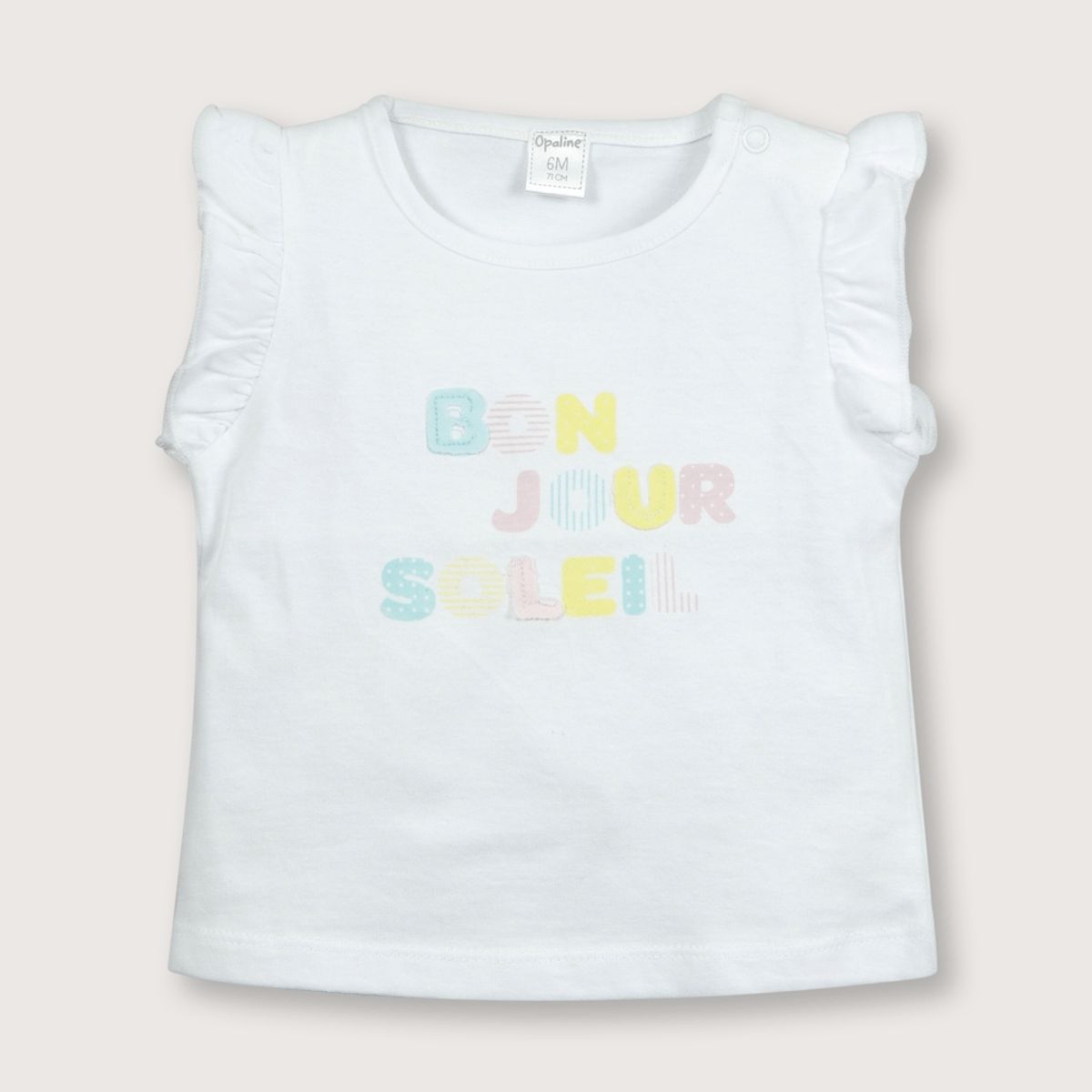 OPALINE - Polera de niña sin mangas blanca (recién nacido a 9 meses)