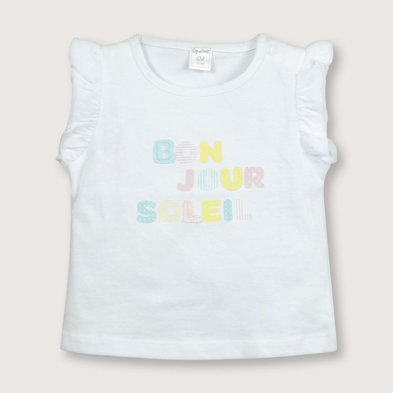 OPALINE - Polera de niña sin mangas blanca (recién nacido a 9 meses)