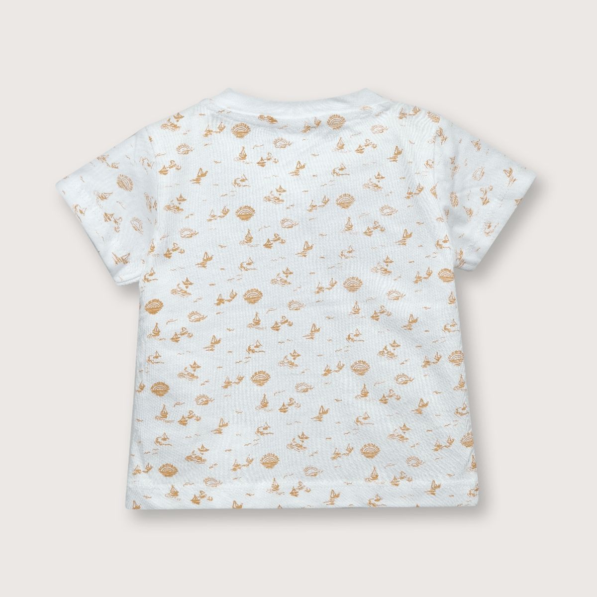 OPALINE - Polera de niño manga corta mar beige (recién nacido a 9 meses)