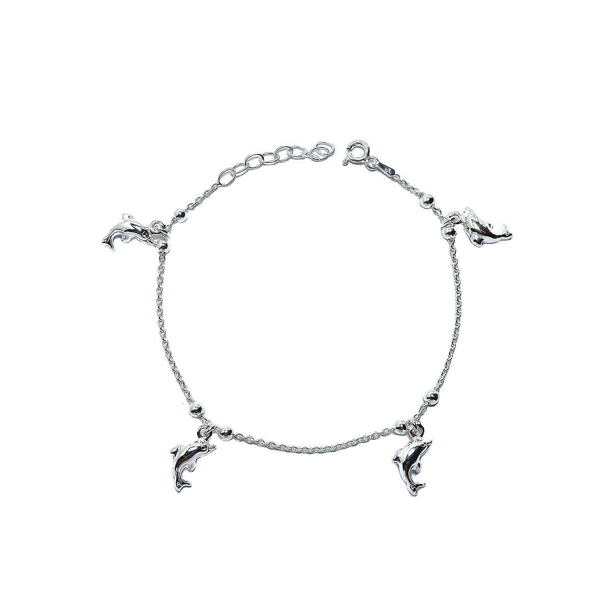 COGGIOLA - Pulsera Delfines colgantes Bolitas Plata Fina 925