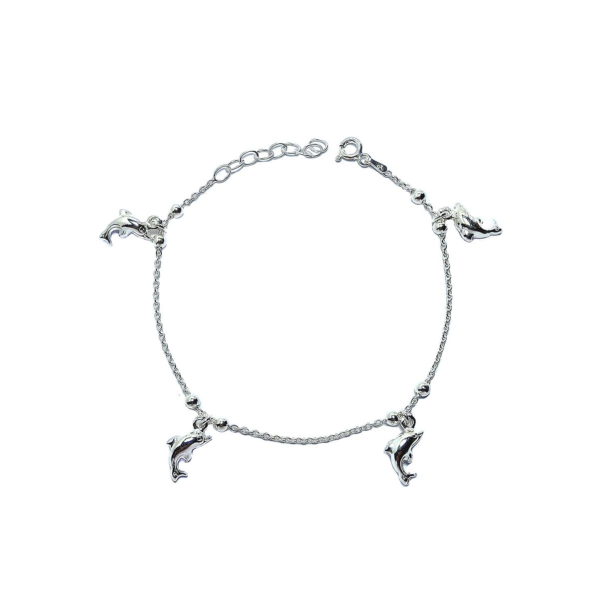 COGGIOLA - Pulsera Delfines colgantes Bolitas Plata Fina 925