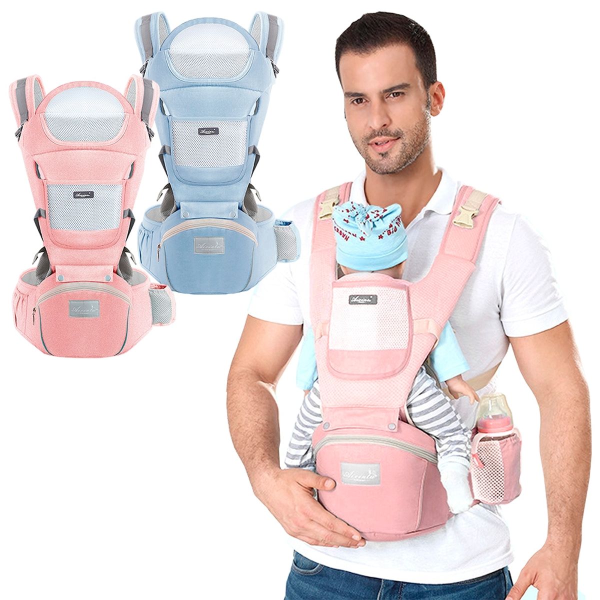 GENERICO - Portabebes Ergonómico Asiento Multifuncional 6 En 1 Rosado