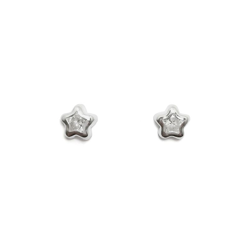 ANDREA COGGIOLA JOYAS - Aros Estrella Circón Blanco 8mm Plata Fina 925