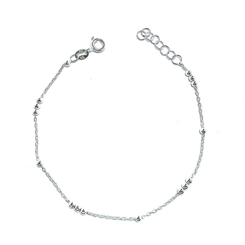 ANDREA COGGIOLA JOYAS - Pulsera Pelotitas Cadena Forzatina Plata Fina 925