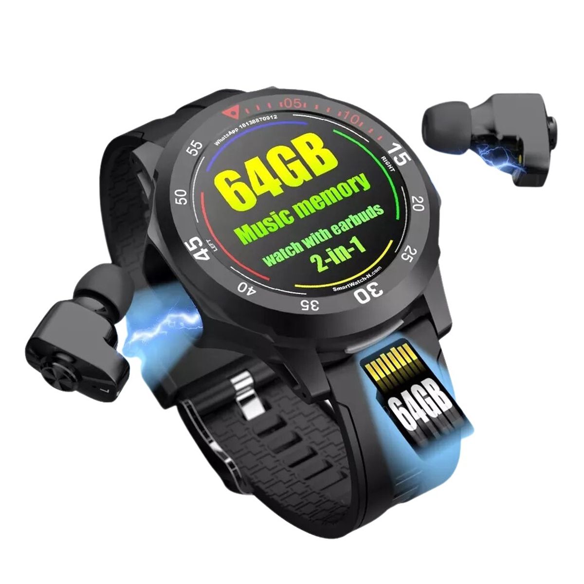 GENERICO - Reloj Inteligente Smartwatch Bluetooth con Auriculares SPORT