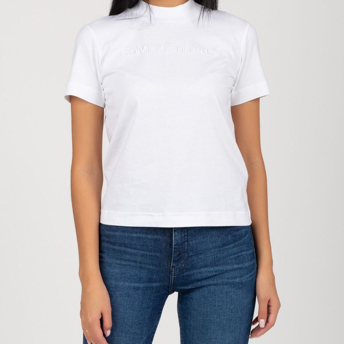 CALVIN KLEIN - Polera Raised Embroidery Blanco Calvin Klein