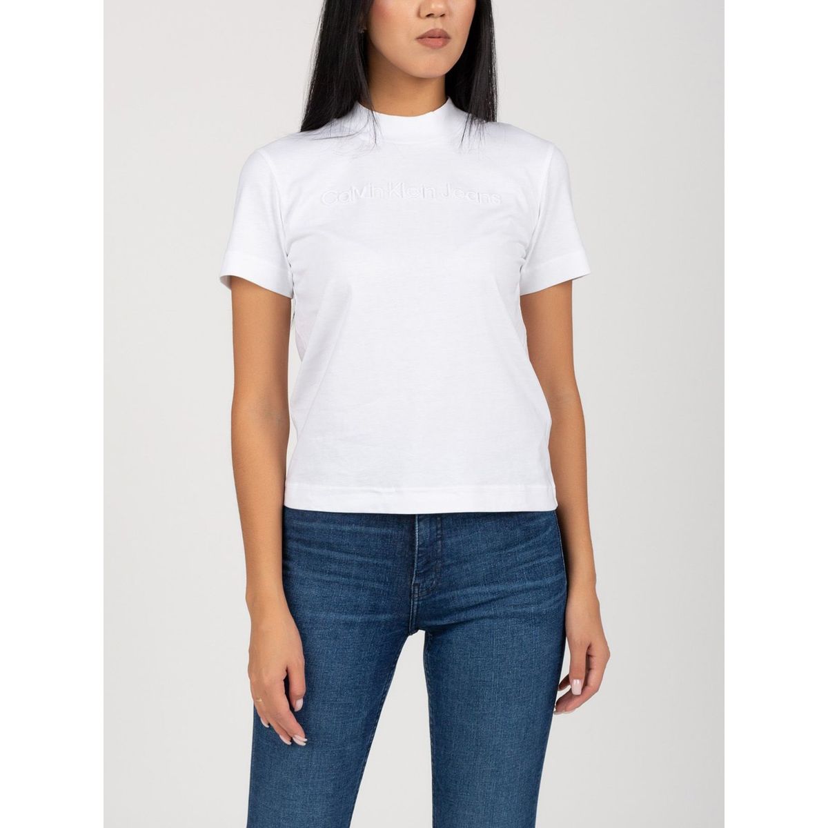 CALVIN KLEIN - Polera Raised Embroidery Blanco Calvin Klein