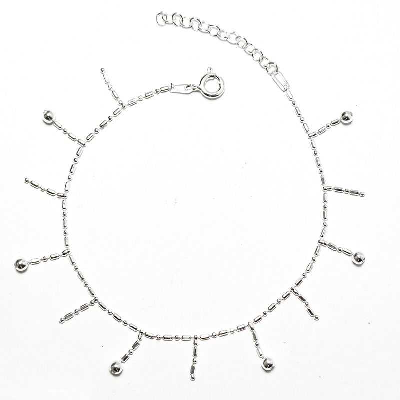 ANDREA COGGIOLA JOYAS - Pulsera Flecos Bolitas Plata Fina 925