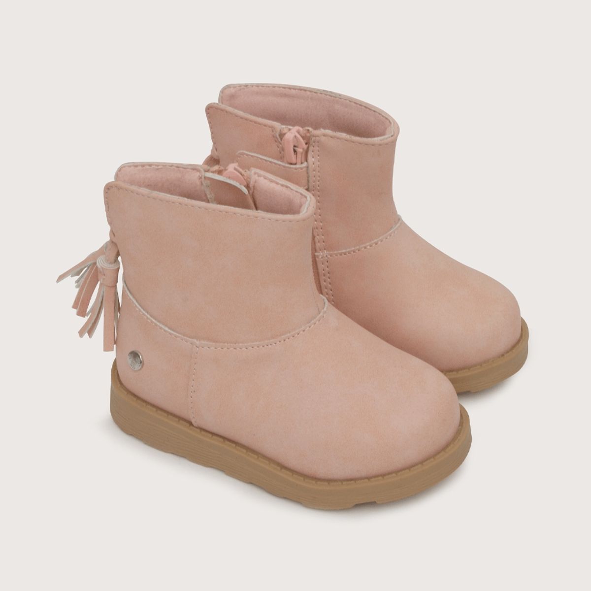OPALINE - Bootie de niña borlas con cierre rosado 20 a 29