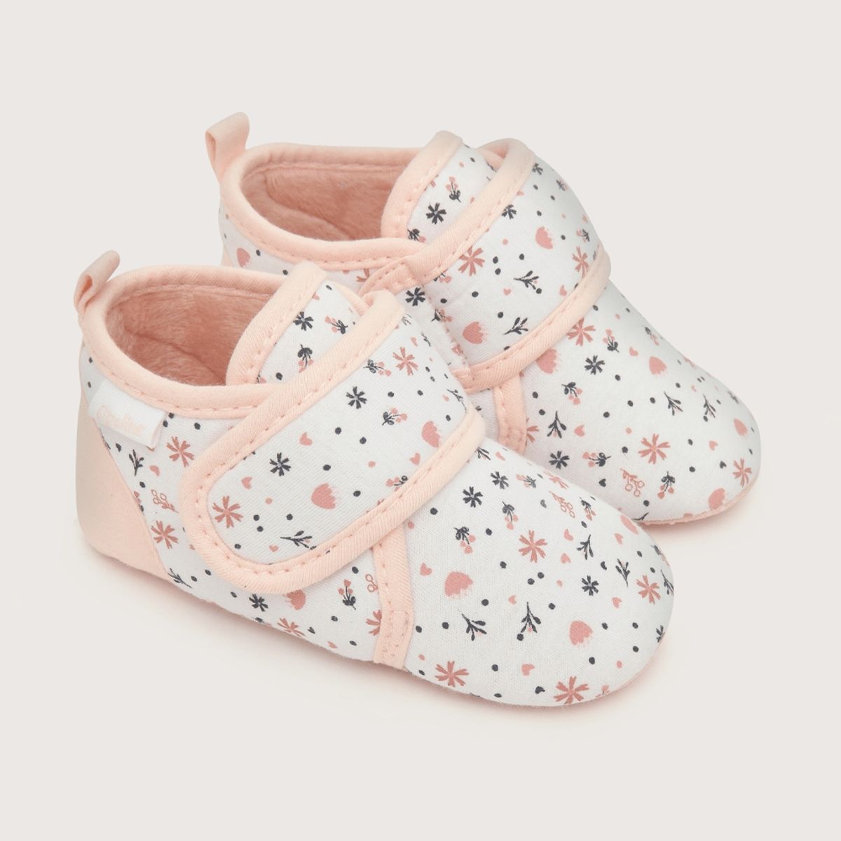 OPALINE - Pantufla de niña full print velcro rosado (18 a 21)
