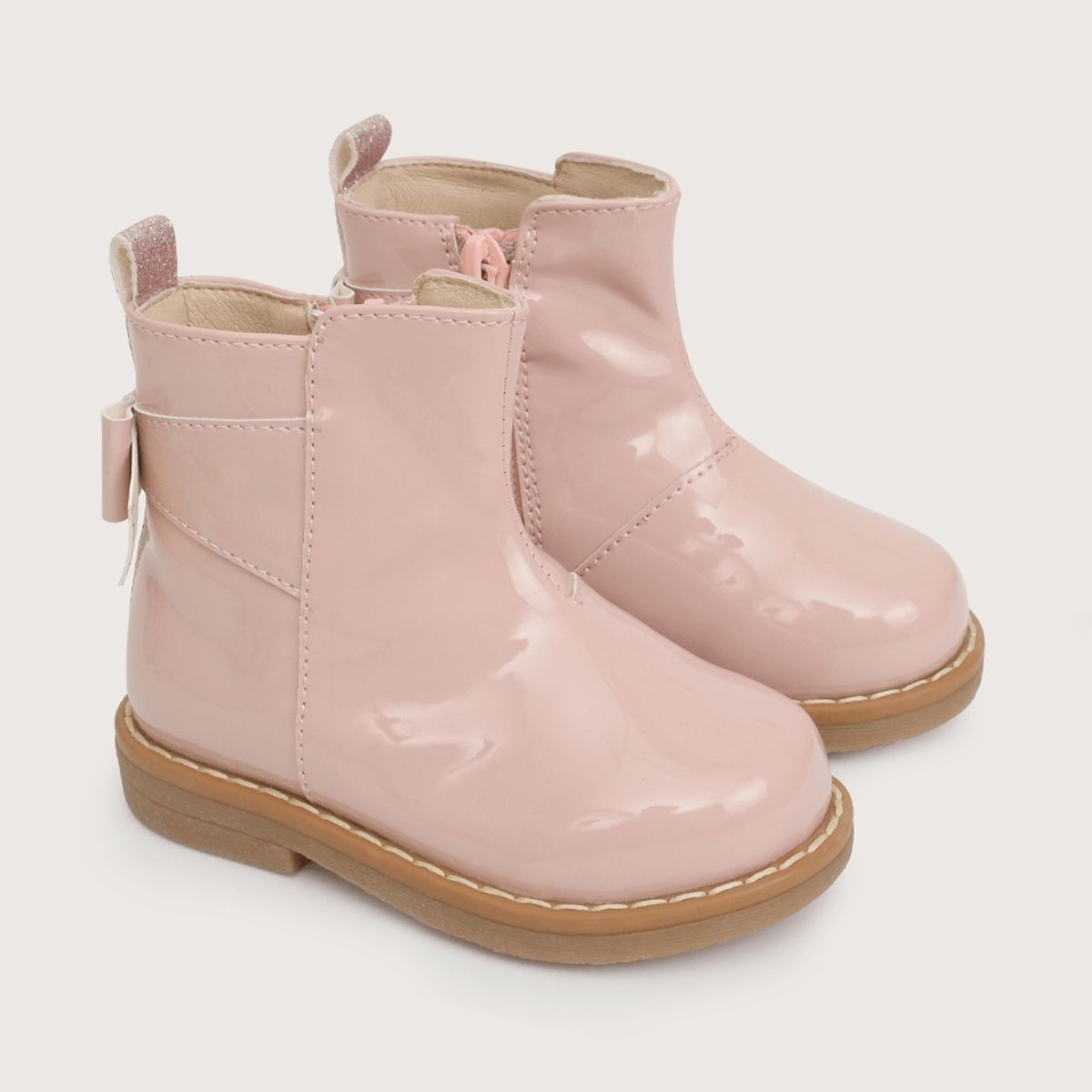 OPALINE - Bootie de charol niña con moño rosado (20 a 29)
